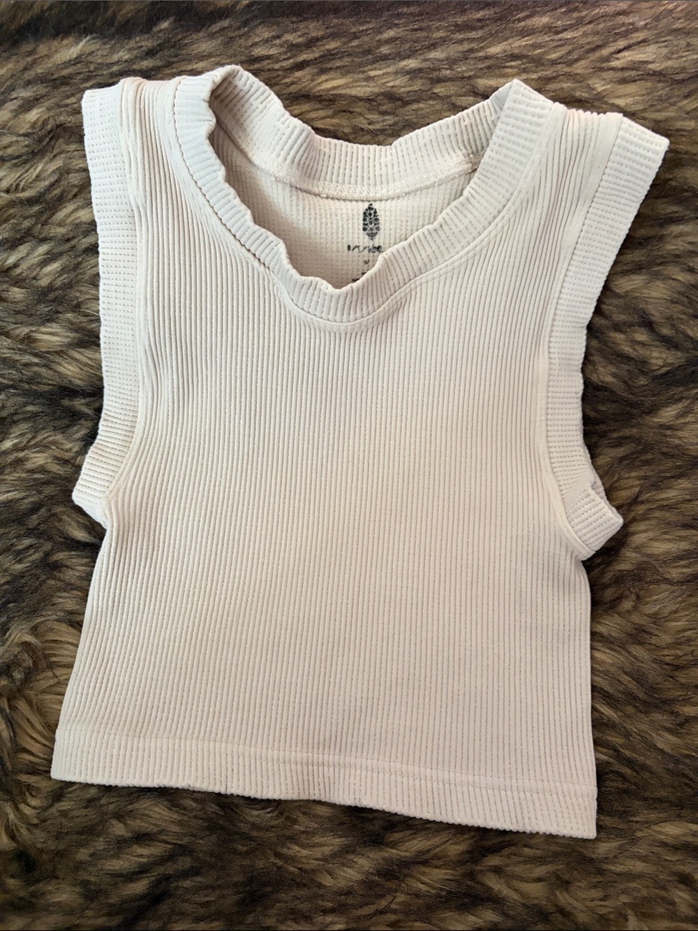 Free People Ribbed Cream Seamless cropped Tank Top Size Small